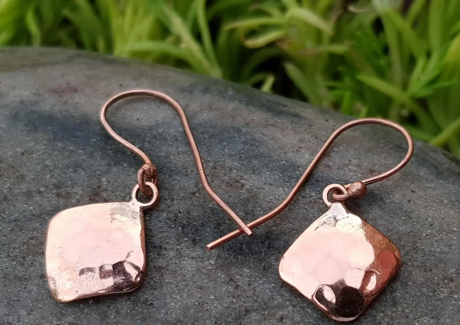 1 Pair Pure Copper Healing Square Cushion Hook Earrings, Jewelry Spiritual Kriya