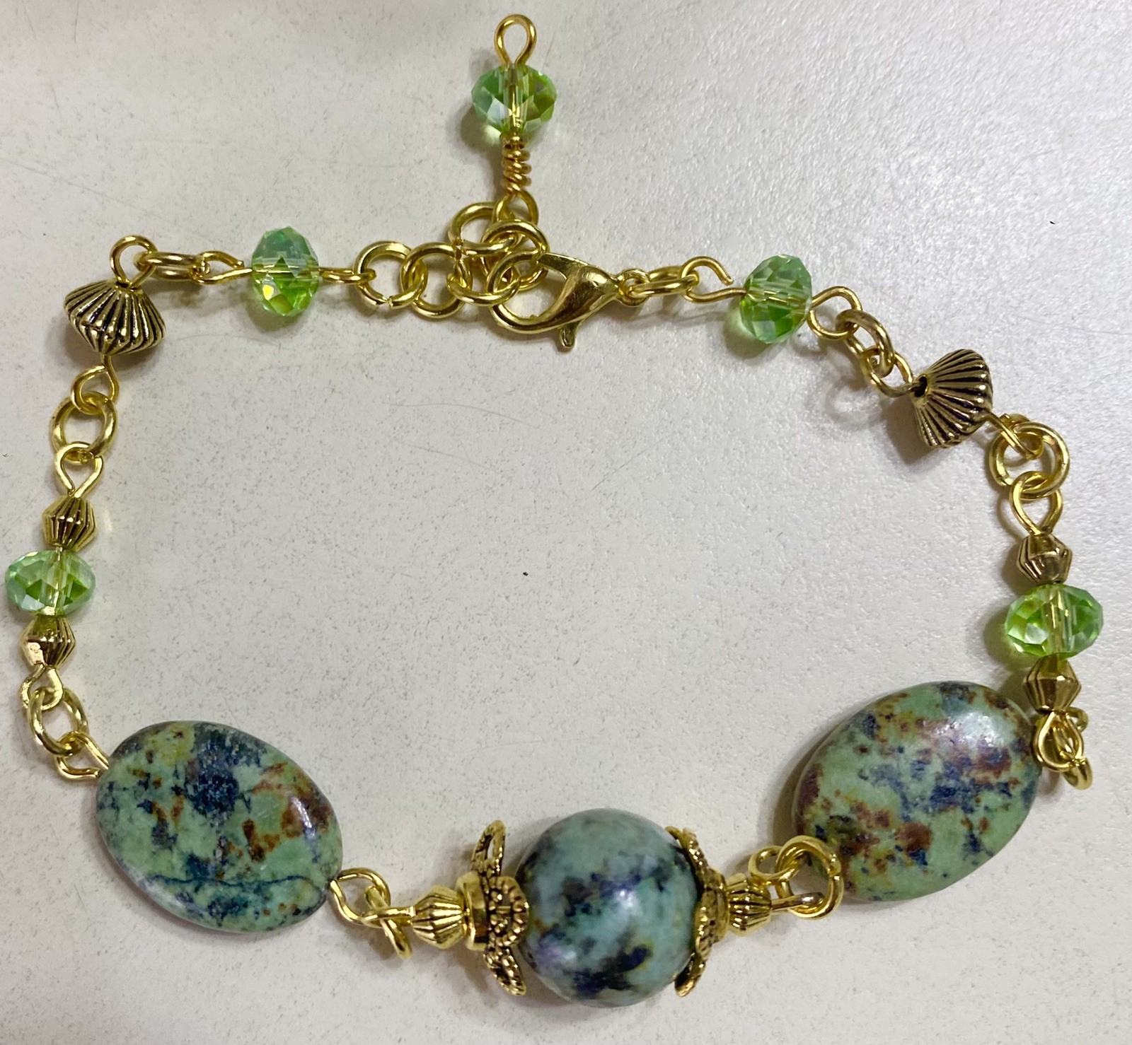 Antique Gold Plated Necklace & Bracelet African Turquoise Semiprecious Stone