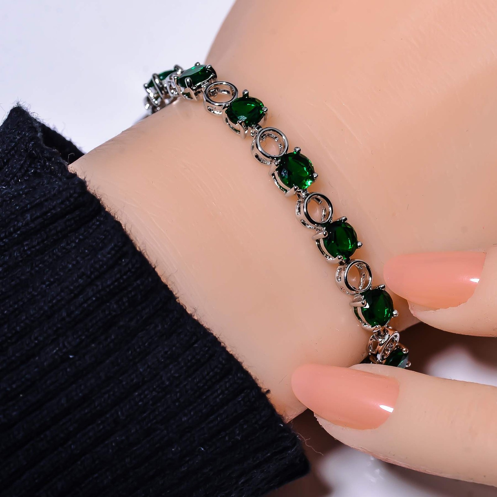 Tsavorite 925 Sterling Silver Tennis Bracelet 7.99″, Christmas Gift B68722