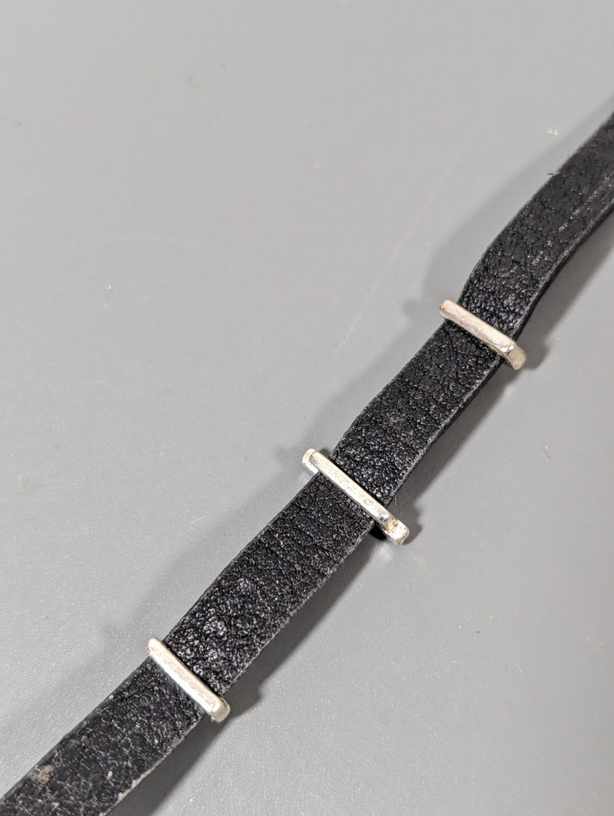 Black Faux Leather Cross Bracelet With Snap Closure & Rhinestone Accents 6.5″