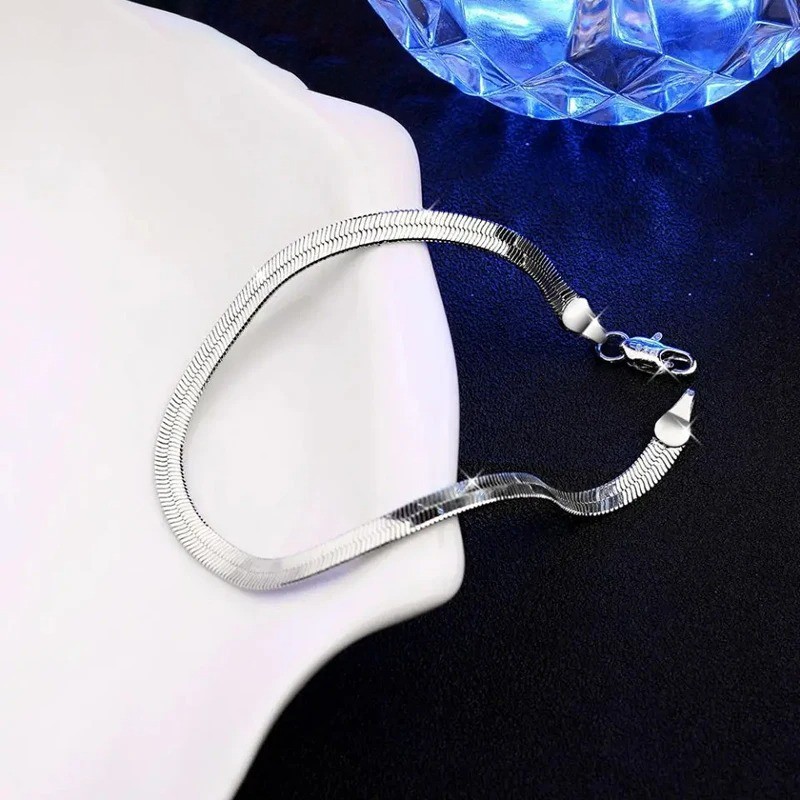 925 Sterling Silver 4MM Chain Bracelet 8 Inch Unisex Men Women Jewelry