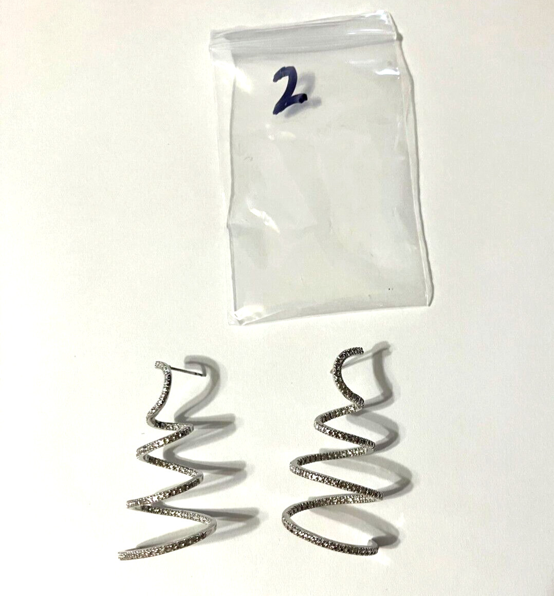 NWOT QVC 925 STERLING SILVER PAVE CZ CIRCULAR SPIRAL EARRINGS 10.2 Grams #2