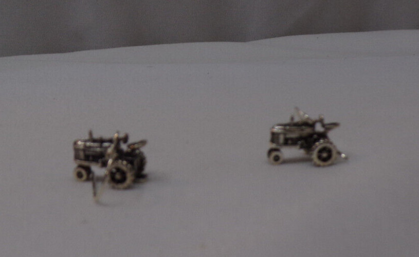 Silver Tone Tractor Dangling Earrings New Without Tags
