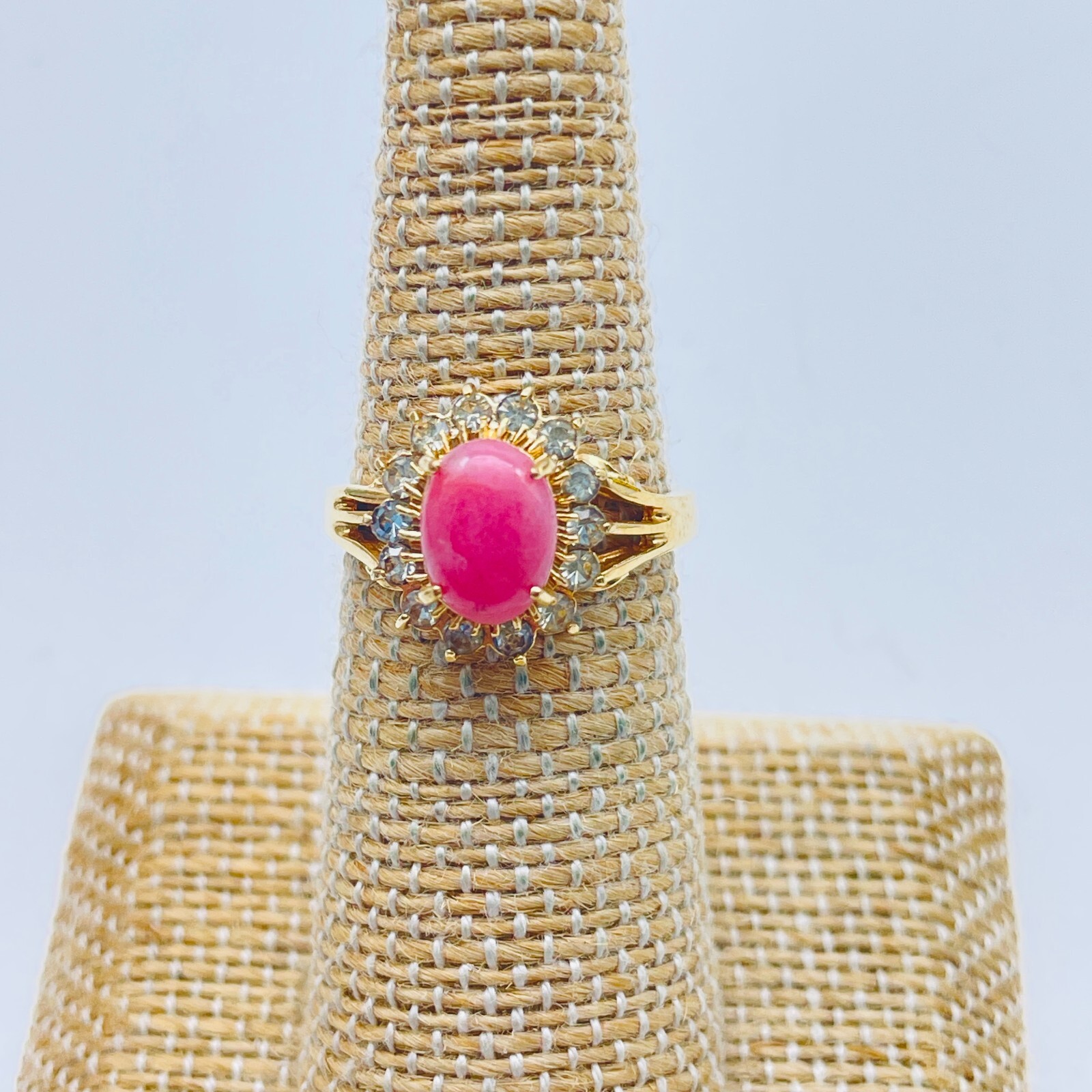 Beaded Dinner Ring Lot of 2 Purple Glass and Pink Bead Rhinestone Accents