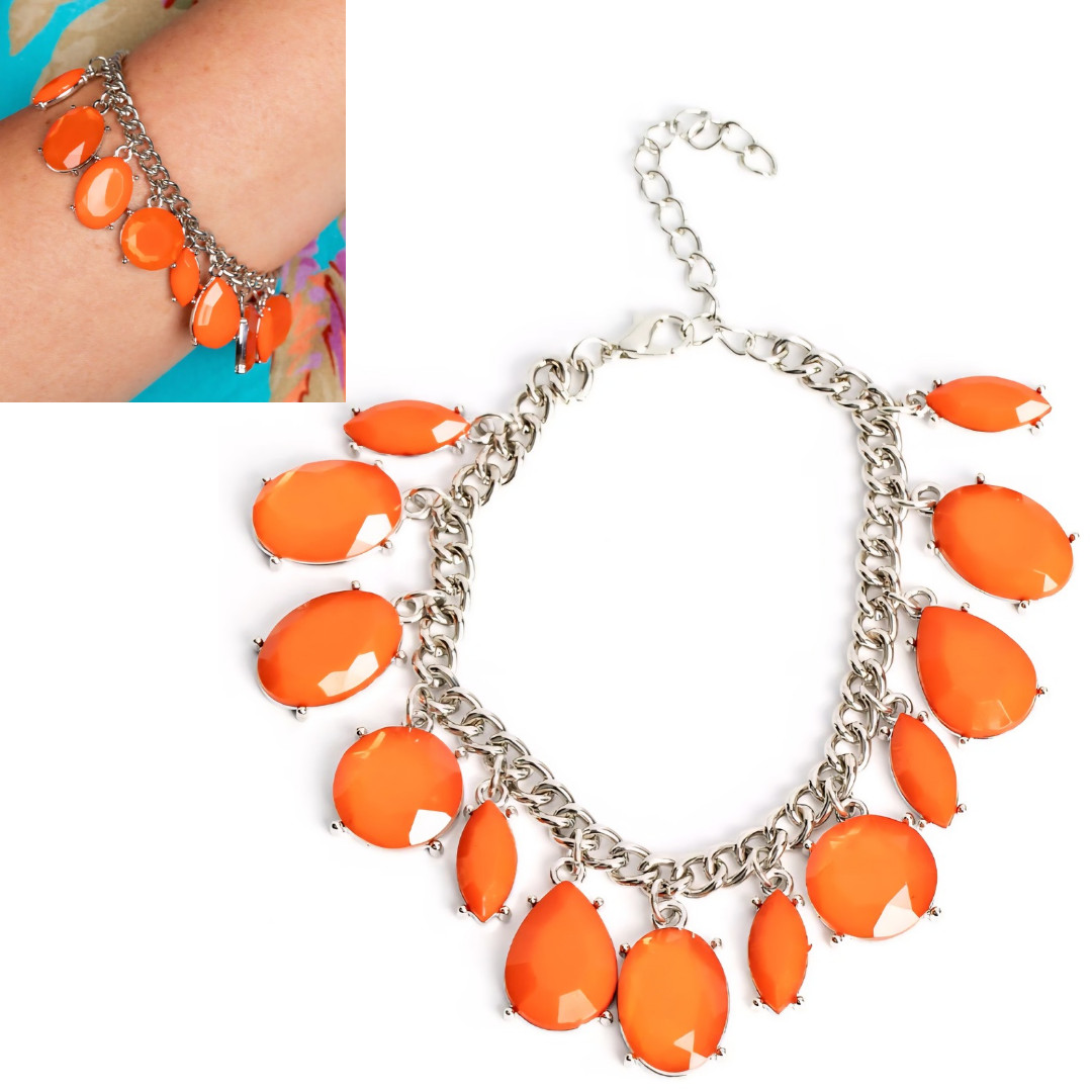 FREE SHIP ~ NEW 3-piece Set~PAPARAZZI~Orange glassy beads & seed beads ~ NEB
