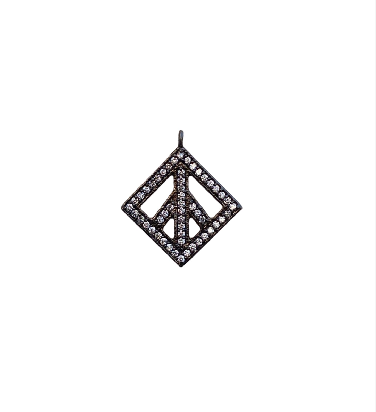 Oxidized 925 Silver Plated Pendant With CZ Stone Pave Jewelry PD 146