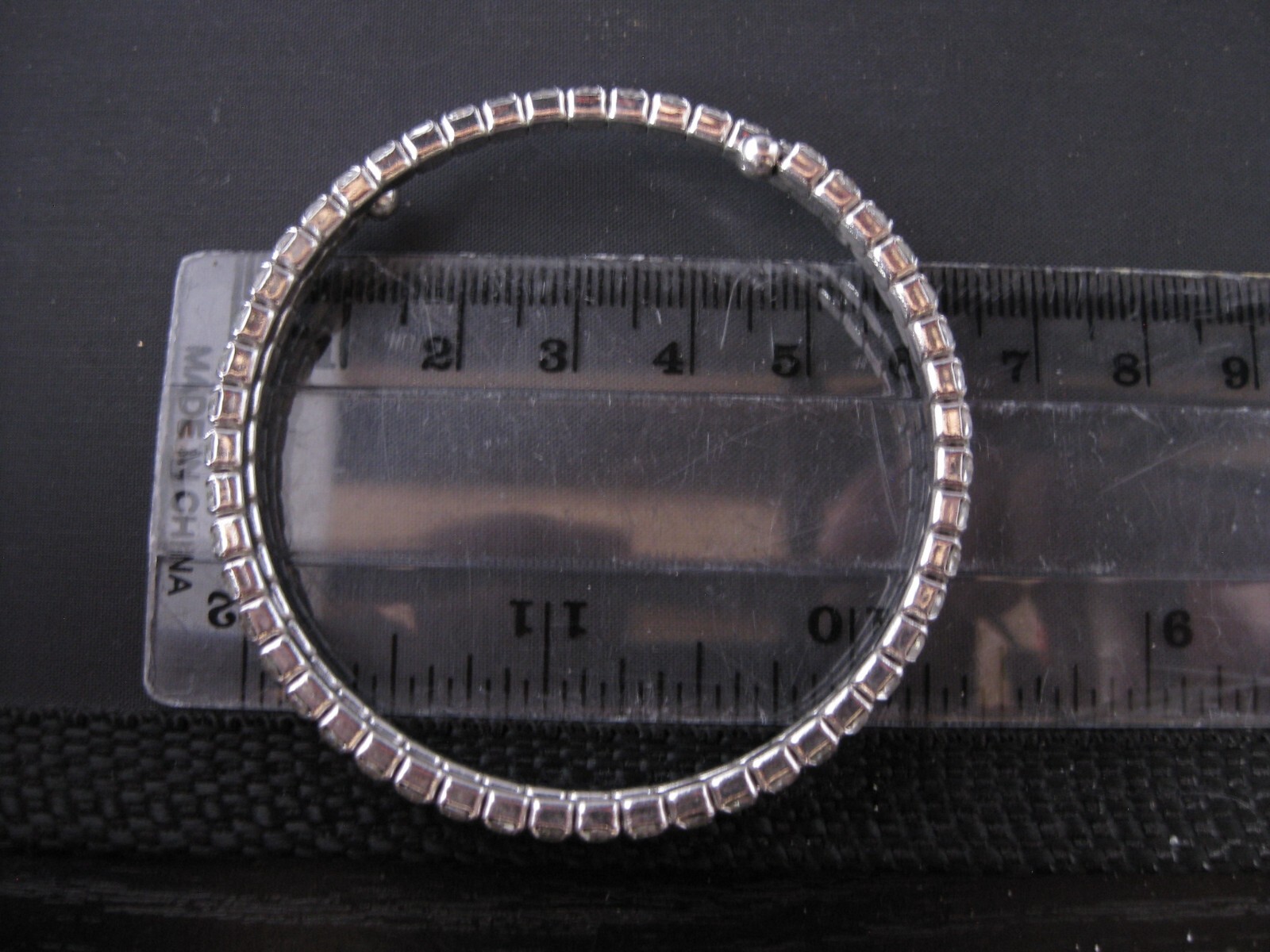 Silver metal crystal women’s bangle bracelet – Fits all wrists