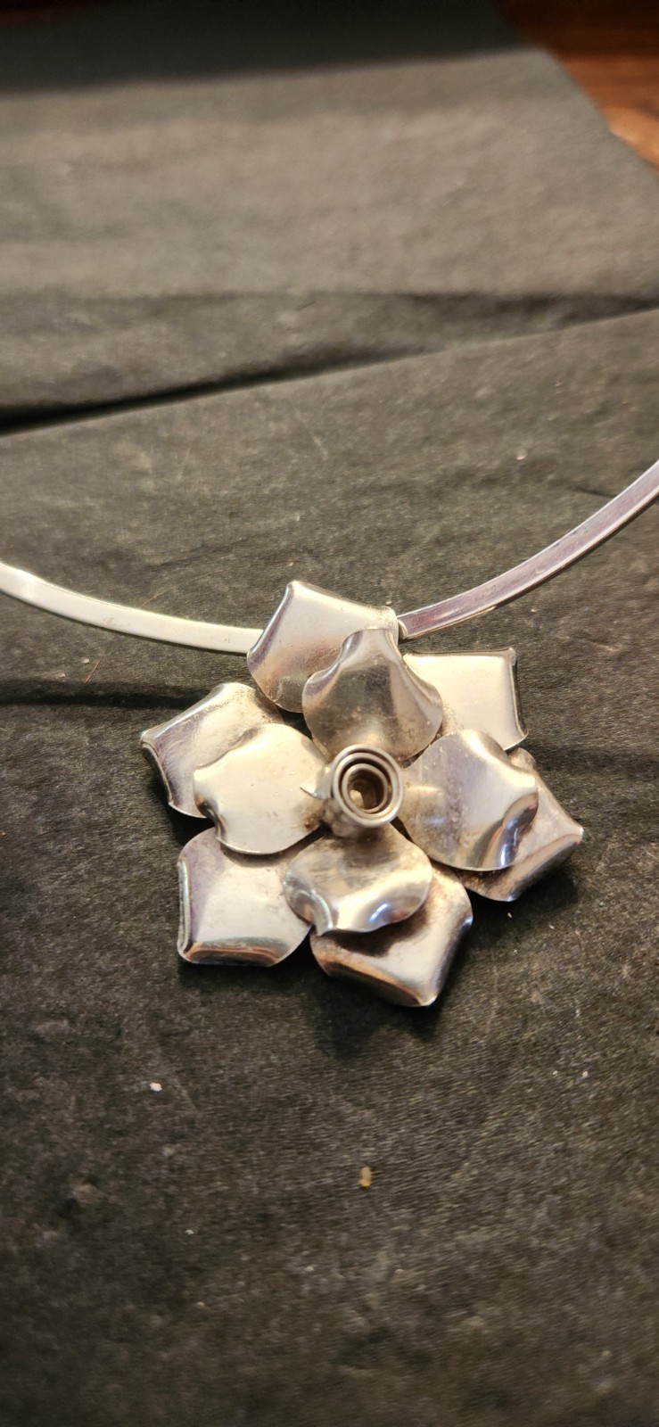 Handcrafted Sterling Silver 925 Flower Pin/Pendant With 925 Sterling Necklace