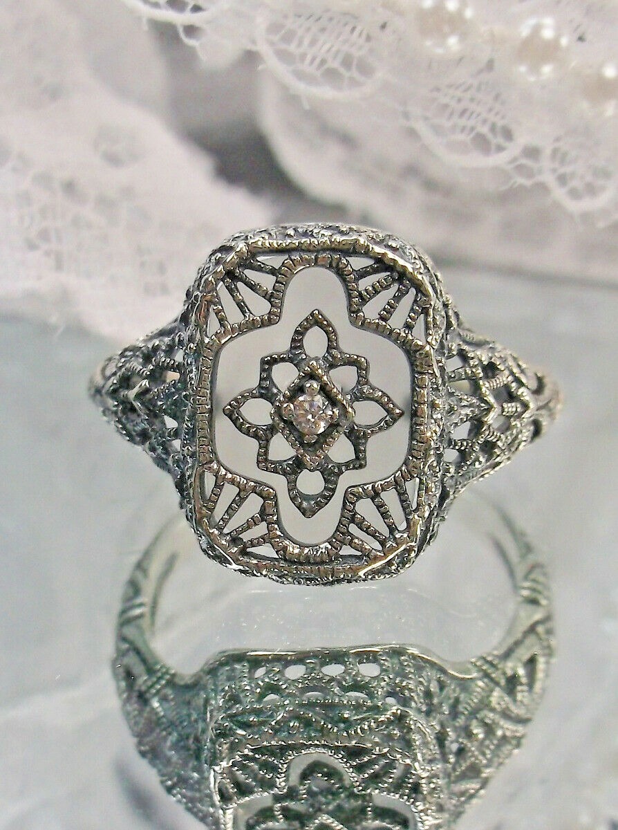 Camphor Glass Ring Sterling Silver Art Deco 1930’s Jewelry (Made To Order)#204