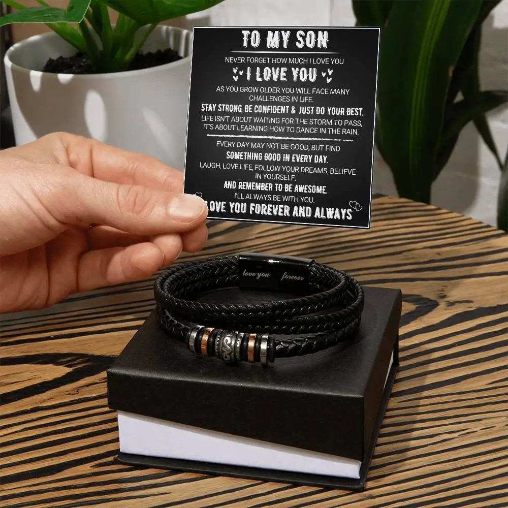 To My Son Gift for Son Bracelet Love from Mom, Dad Forever Birthday, Graduation
