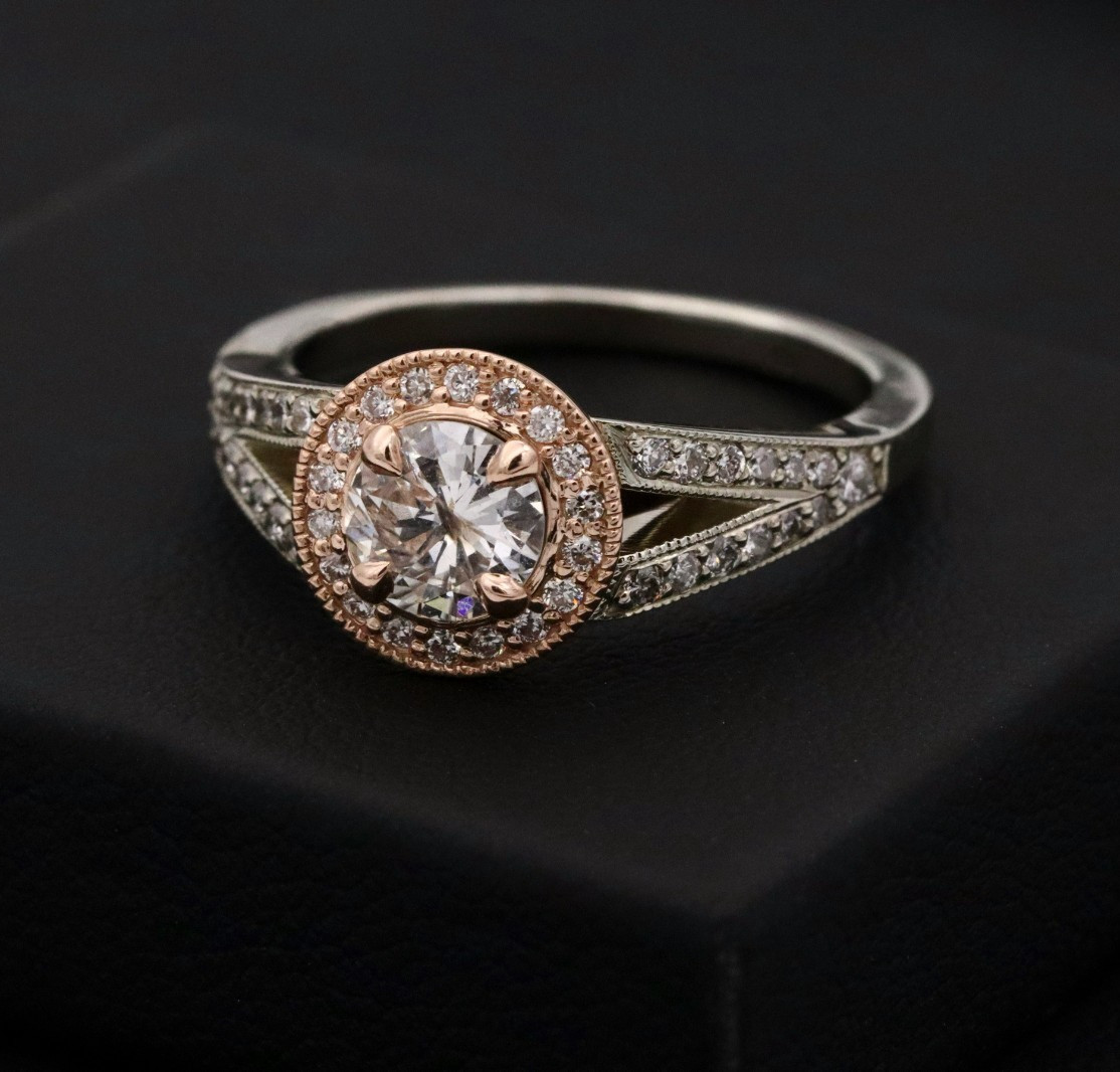3 CT Moissanite Engagement Ring 925 Silver 14K White Gold Plated