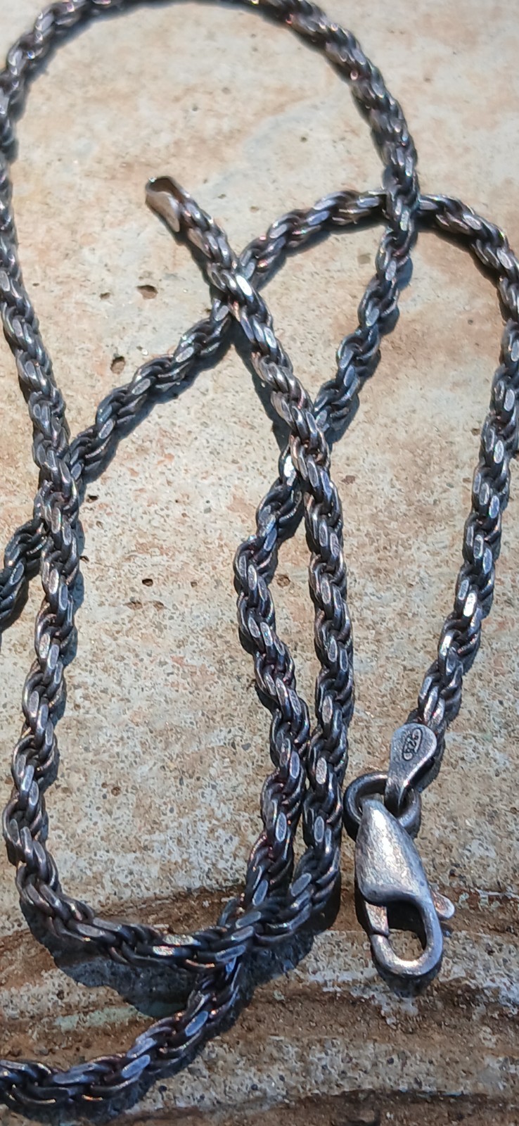 sterling silver necklace, Made in Italy, 925 silver. Rope like design