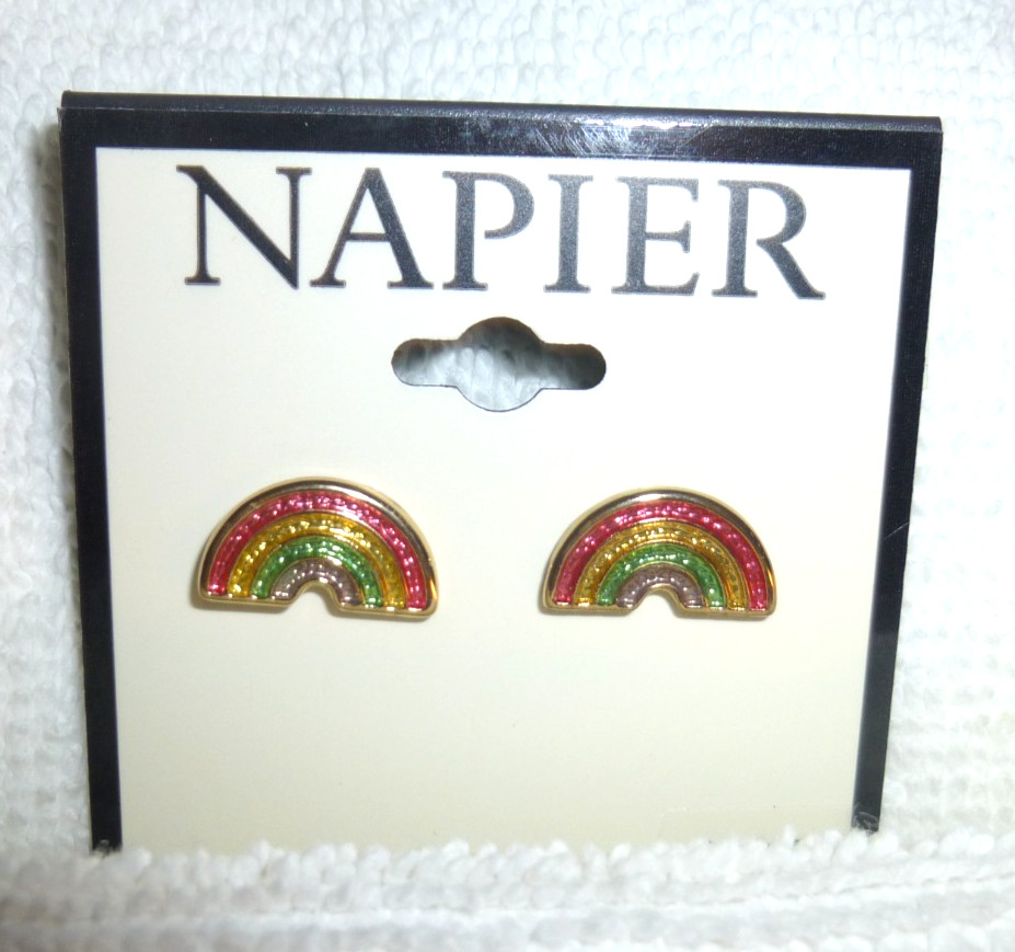 RAINBOW MULTI COLORS GOLD STUDS EARRINGS