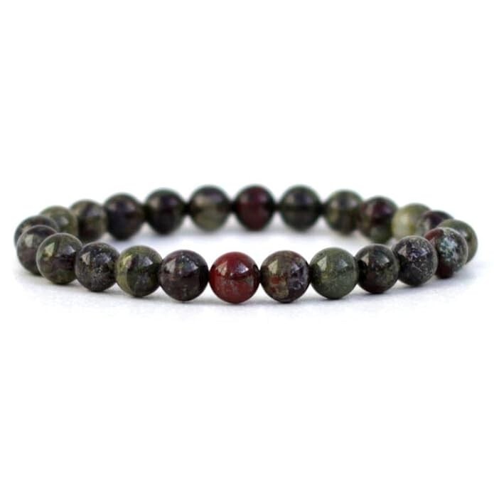 Dainty 8mm Genuine Dragon Bloodstone Bracelet Healing Reiki Unisex Lucky Gift