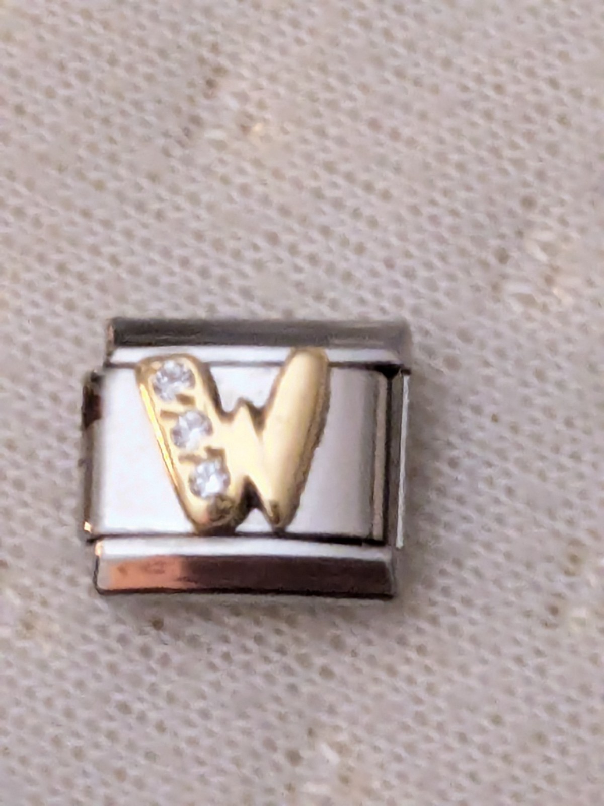 Authentic UD Unodomani Italy Charm CZ Gold Letter W Classic Link B18