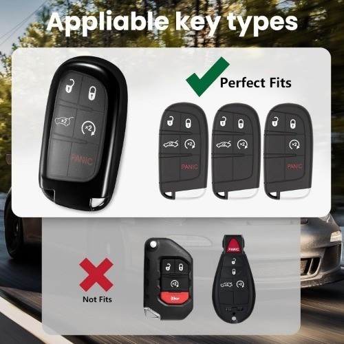 Soft TPU Key Fob Cover for Jeep Grand Cherokee, Renegade, Durango Color: Black