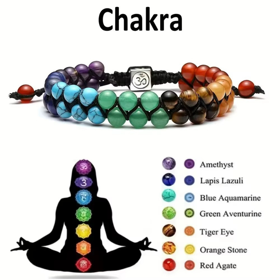 7 Chakra Bead Crystal Gemstone Bracelet Anxiety Stone Healing Reiki Yoga Life