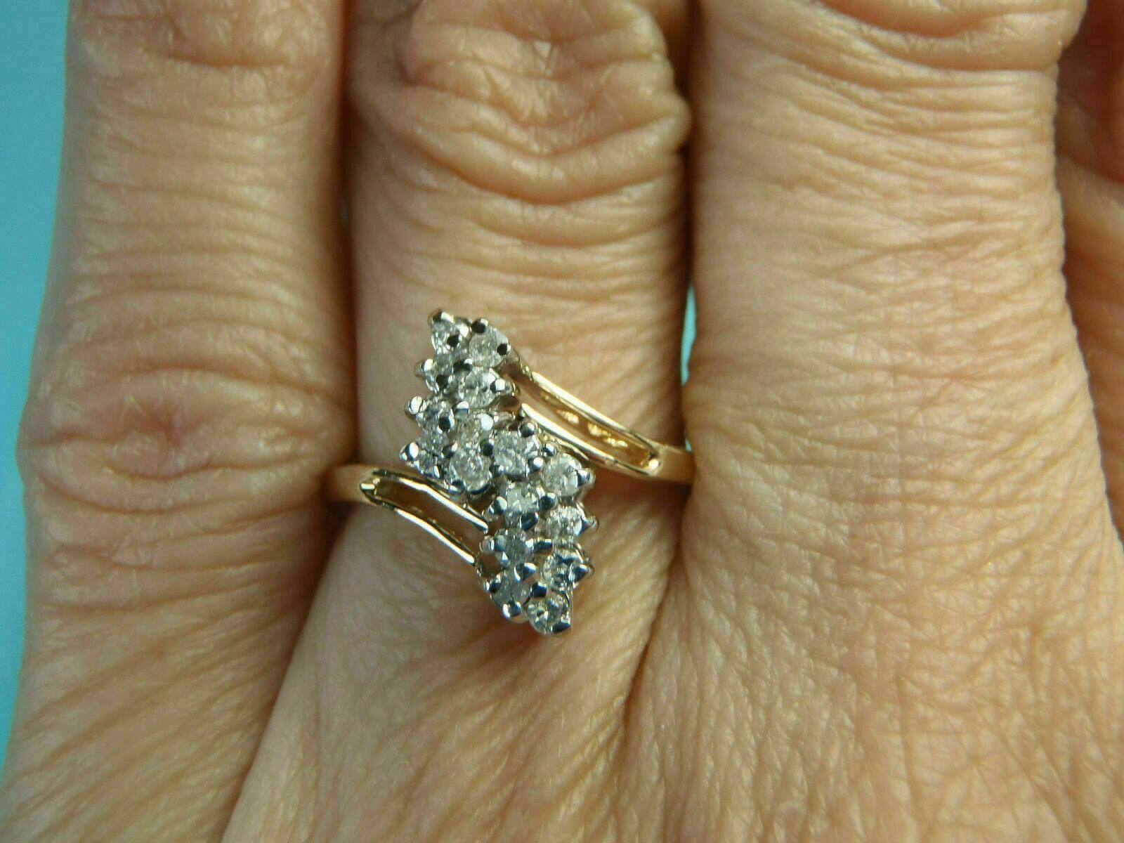 1.50 CT Round Cut Simulated Diamond Wedding Cluster Ring 14K Yellow Gold Plated