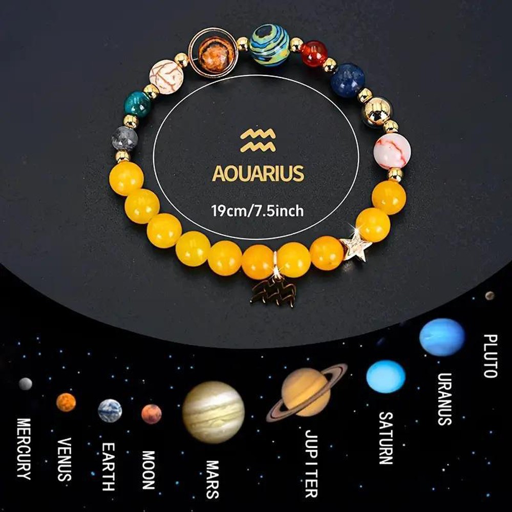3pc 12 Constellations & 8 Planets Natural Stone Beads Friendship Bracelets Gifts