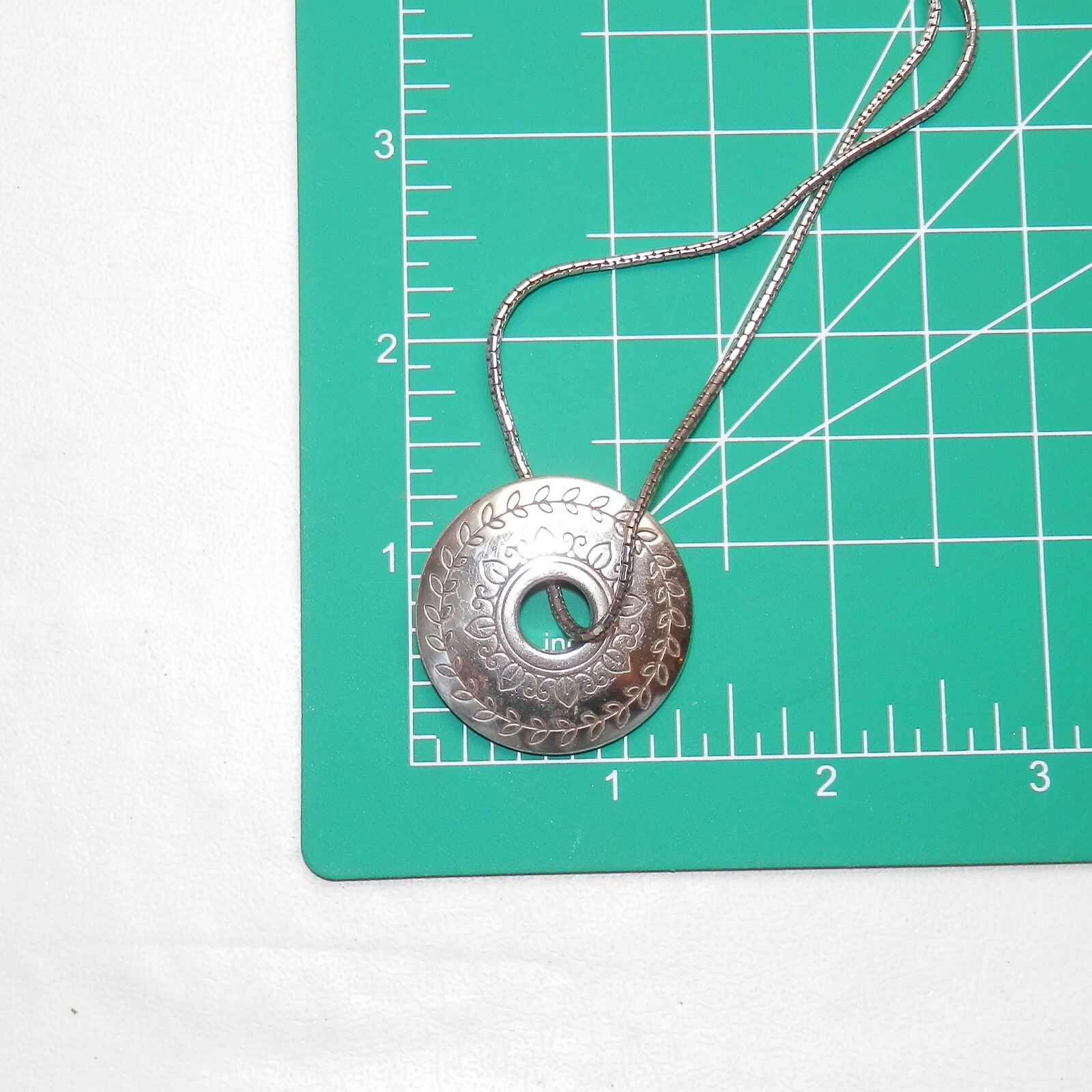 BRIGHTON CARRILLO Silver Plated Round Disc Reversible Pendant NECKLACE 18-20.5in