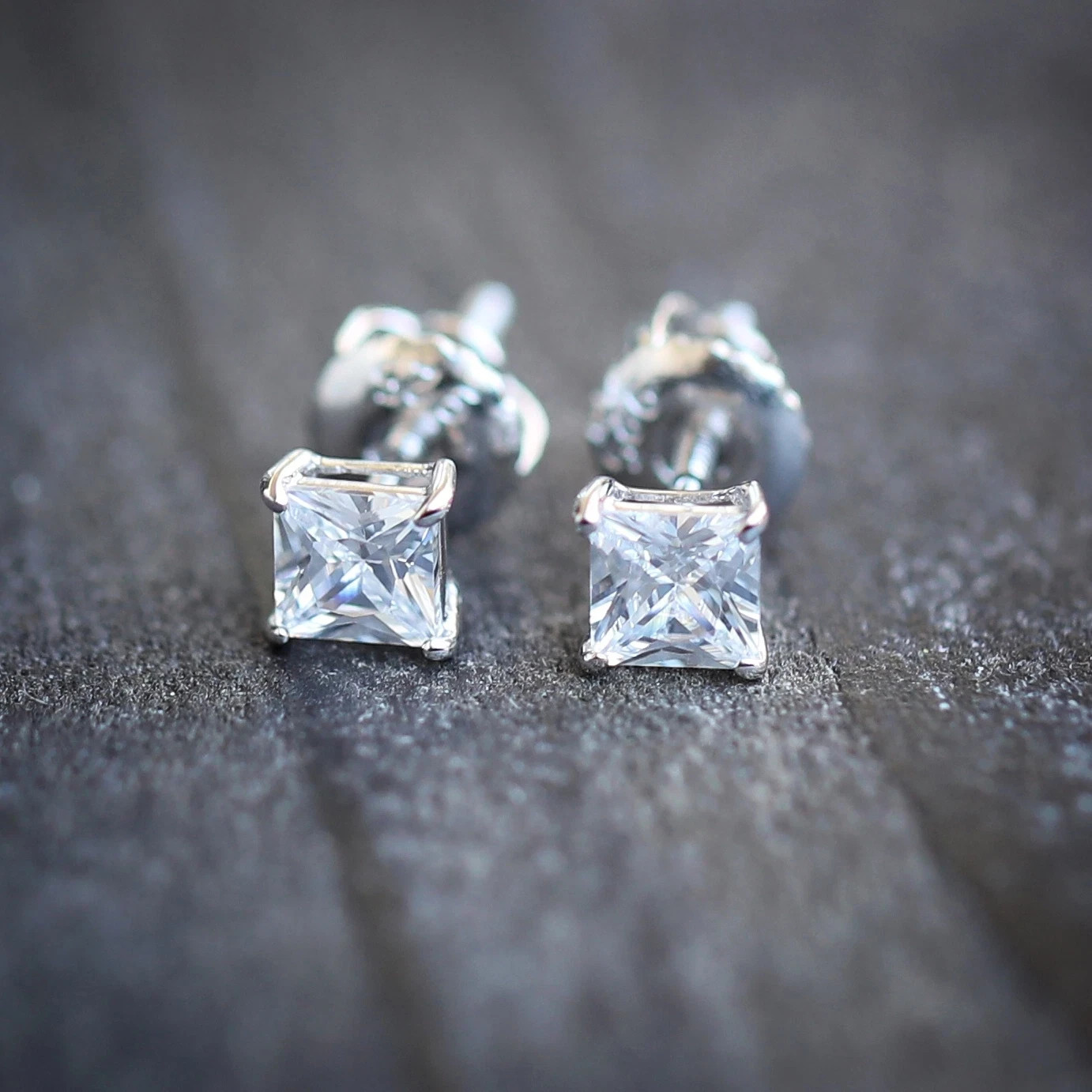 1Ct Princess Cut Simulated Diamond Stud Earrings For Her 14K White Gold Plated