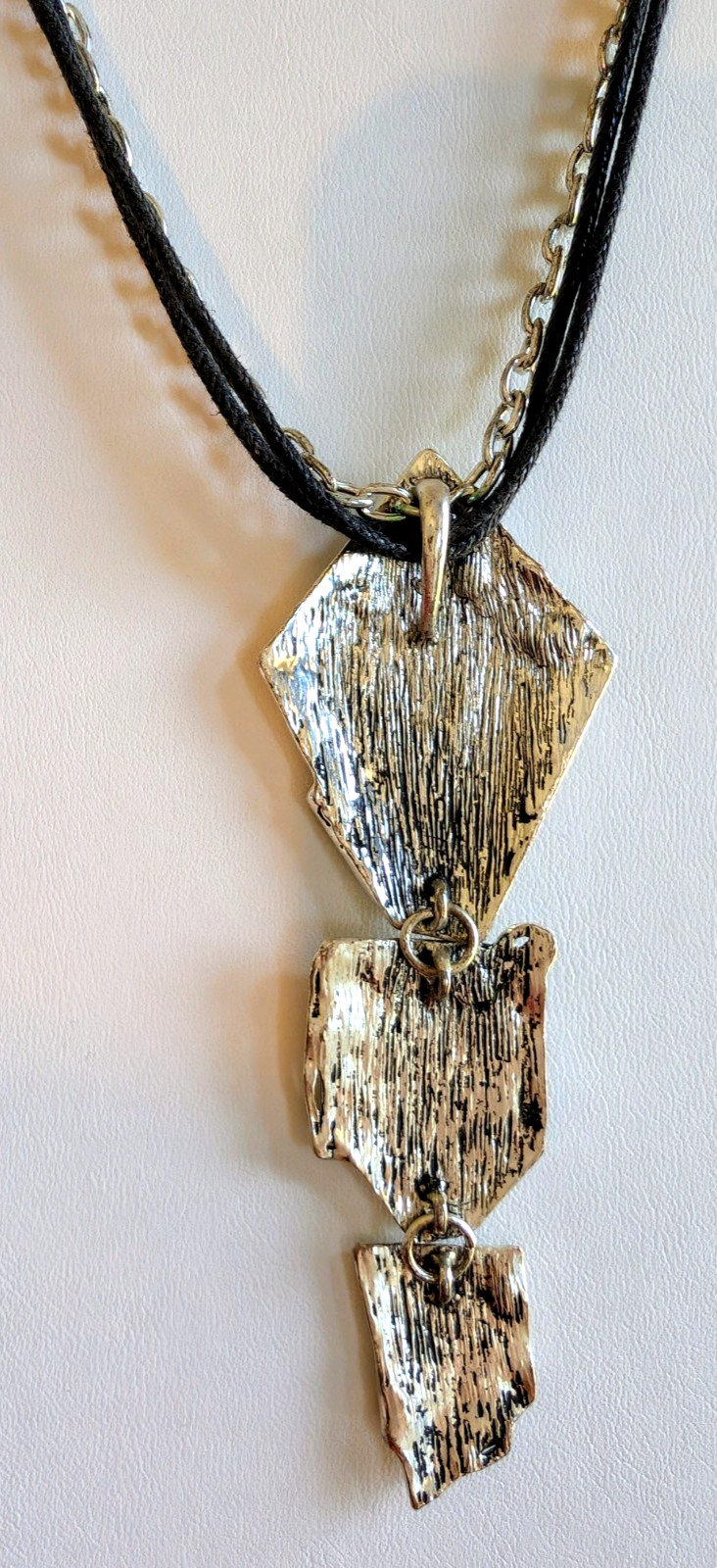 Premier Designs Silver Plated Chain 2 Corded Mixed Metal Pendant Boho Necklace