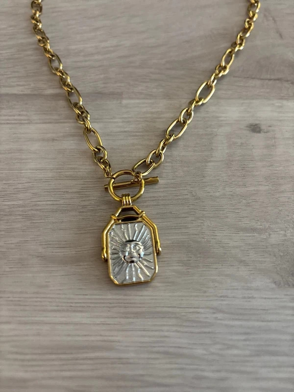 T-Bar Sun & Moon Reversible Necklace – Mixed Metals