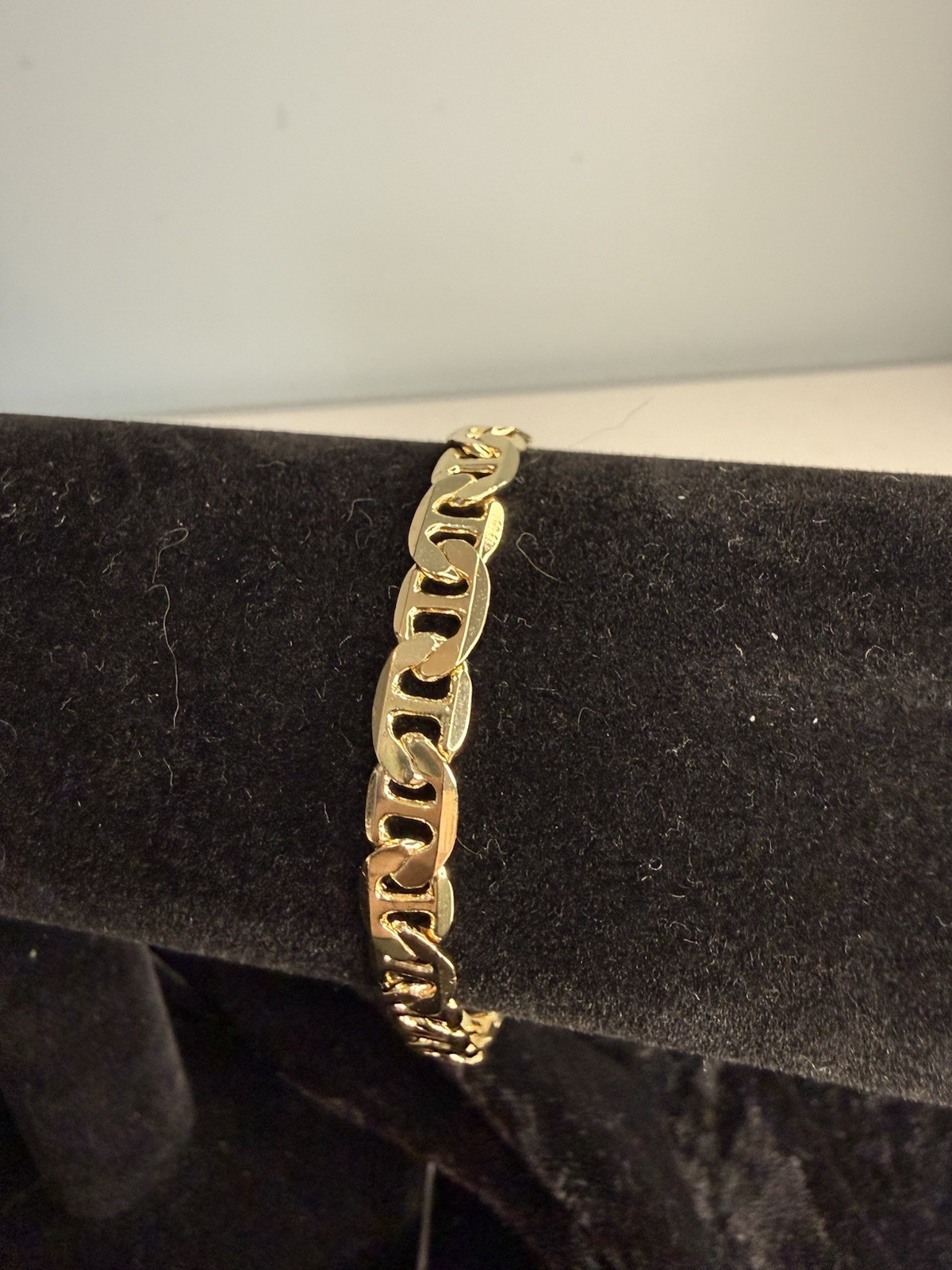 Gold Plated 6.6mm Mariner Anchor Link Chain Bracelet Size 7 With Lobster Clasp