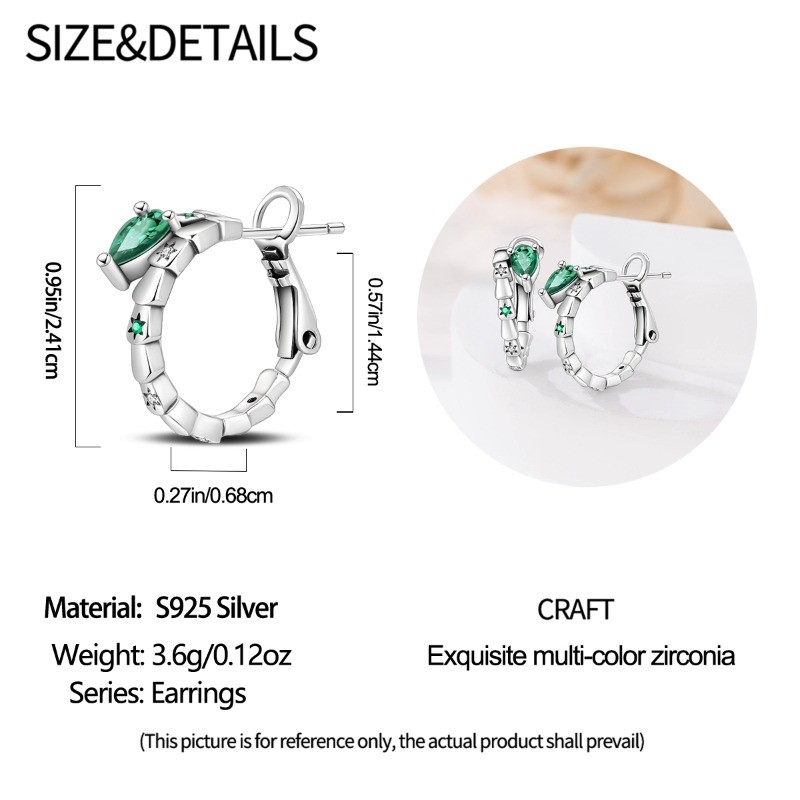 PANDACH 925 Sterling Silver Starry Serpent Hoop Earrings For Women Jewelry Gifts