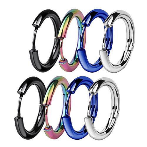 Hypoallergenic Titanium Steel Loop Earrings Set 14 Millimeters A:Mixed 4Pairs