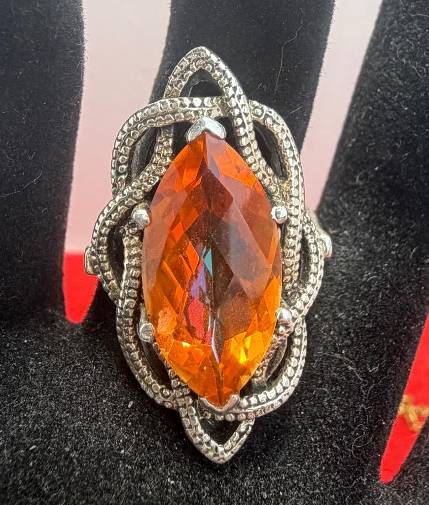Nicky Butler Spessartine Garnet Designer 925 Sterling Silver NB Ring Size 8.5