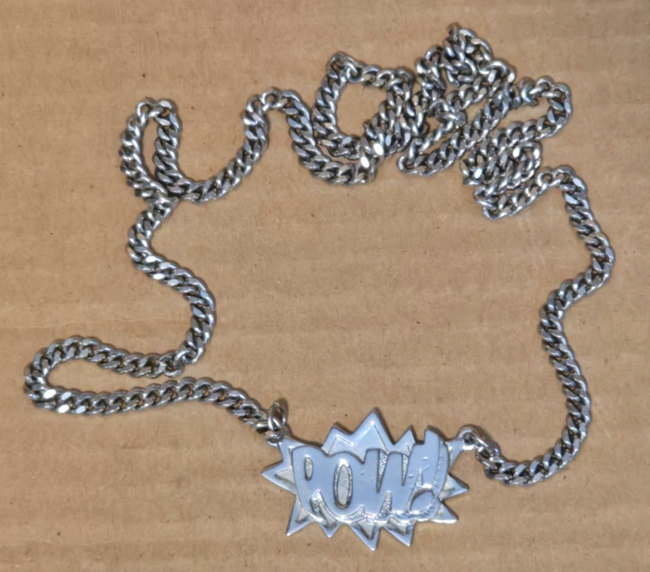 AMBUSH POW! Chain Necklace – Silver Tone 26″ Curb Chain – Tokyo Streetwear