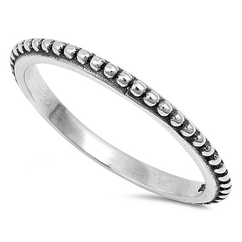 Thin Beaded Bali Stackable Ring .925 Sterling Silver Vintage Band Sizes 3-13 NEW