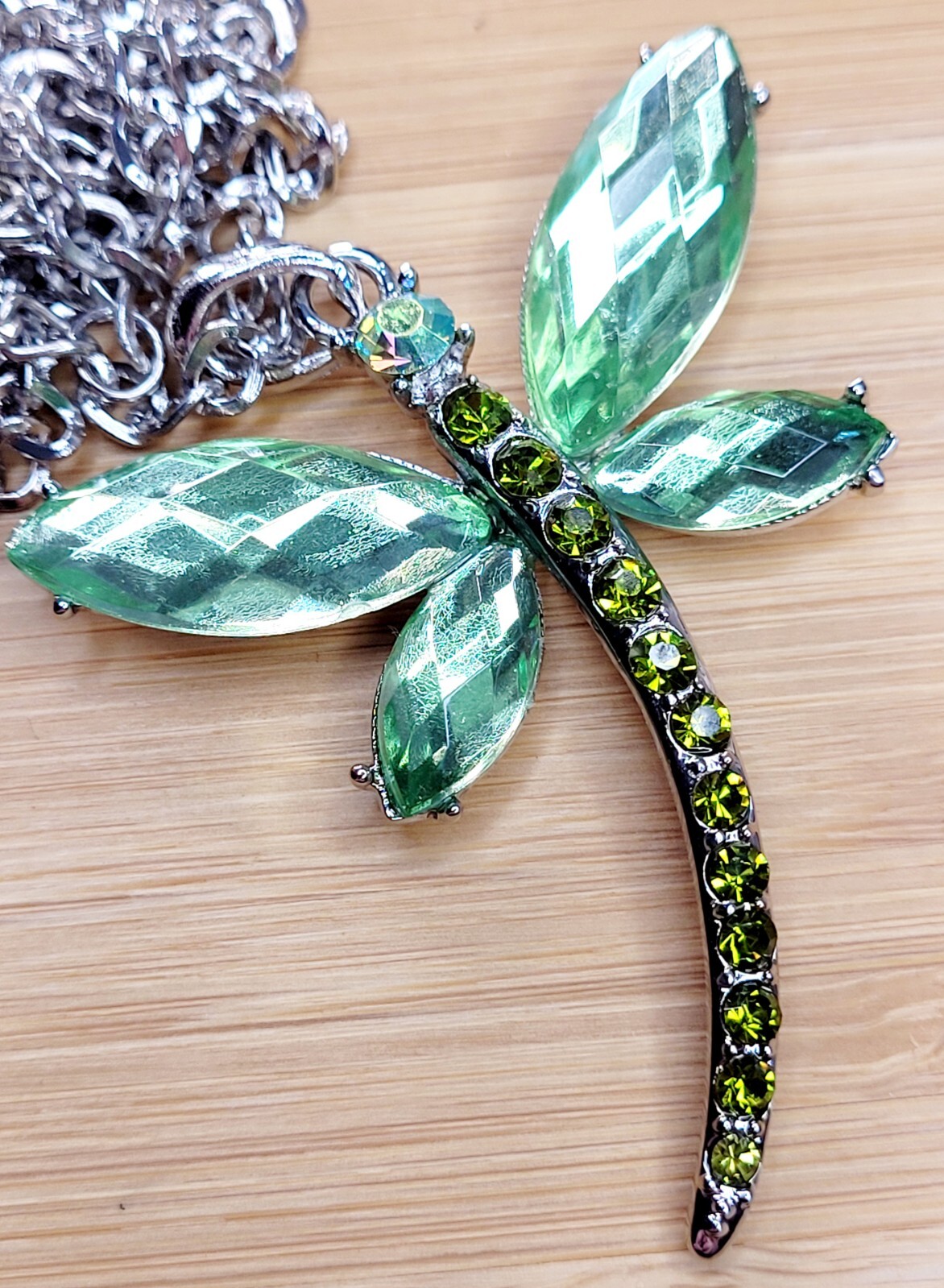 GREEN DRAGONFLY Pendant Vintage NECKLACE with Gift Bag BRAND NEW !