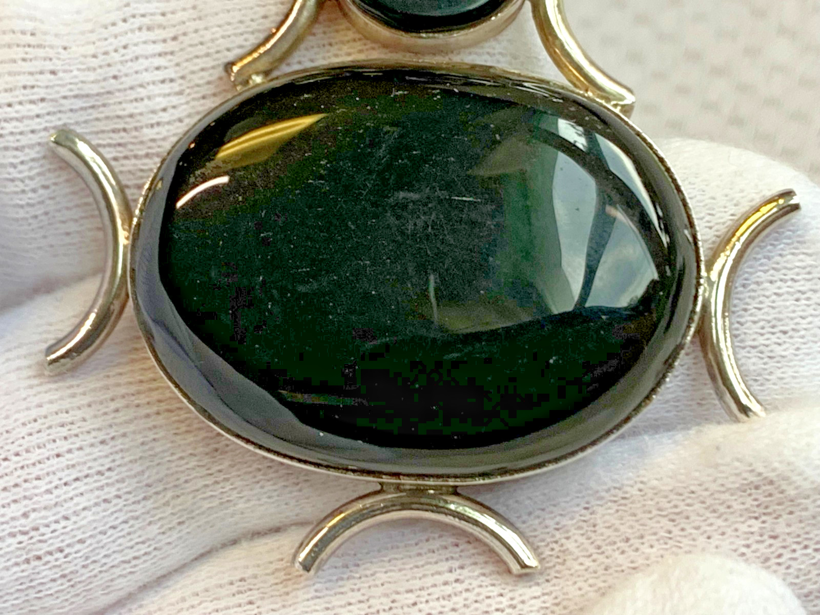 Sterling Silver Pendant 30g Fine Jewelry Black Onyx & Cranberry Color *READ*
