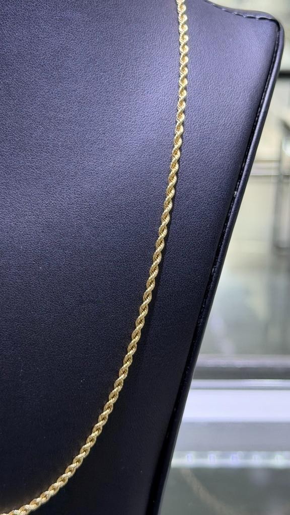 14k Yellow Gold Hand Made Rope Link Design 20″ Length Chain Necklace 10.2 Grams
