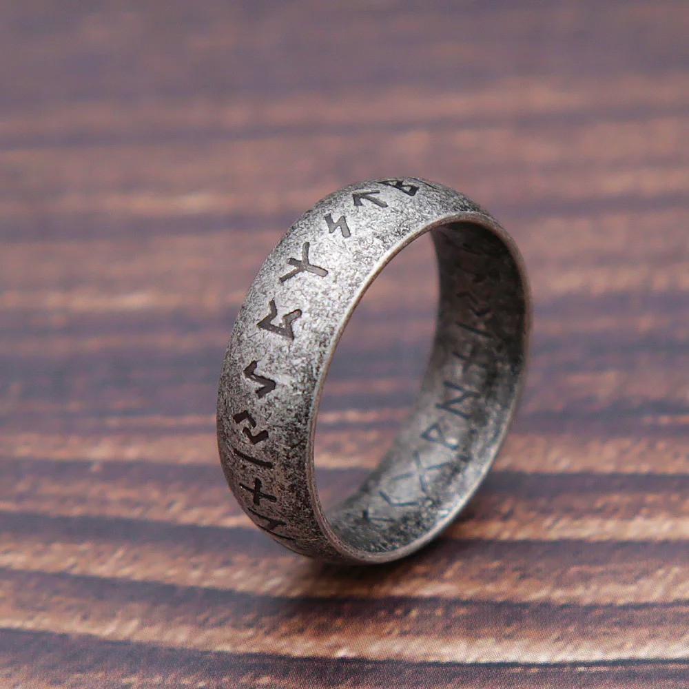 Viking Rune Ring Stainless Steel Odin Amulet Retro Unisex Jewelry Gift
