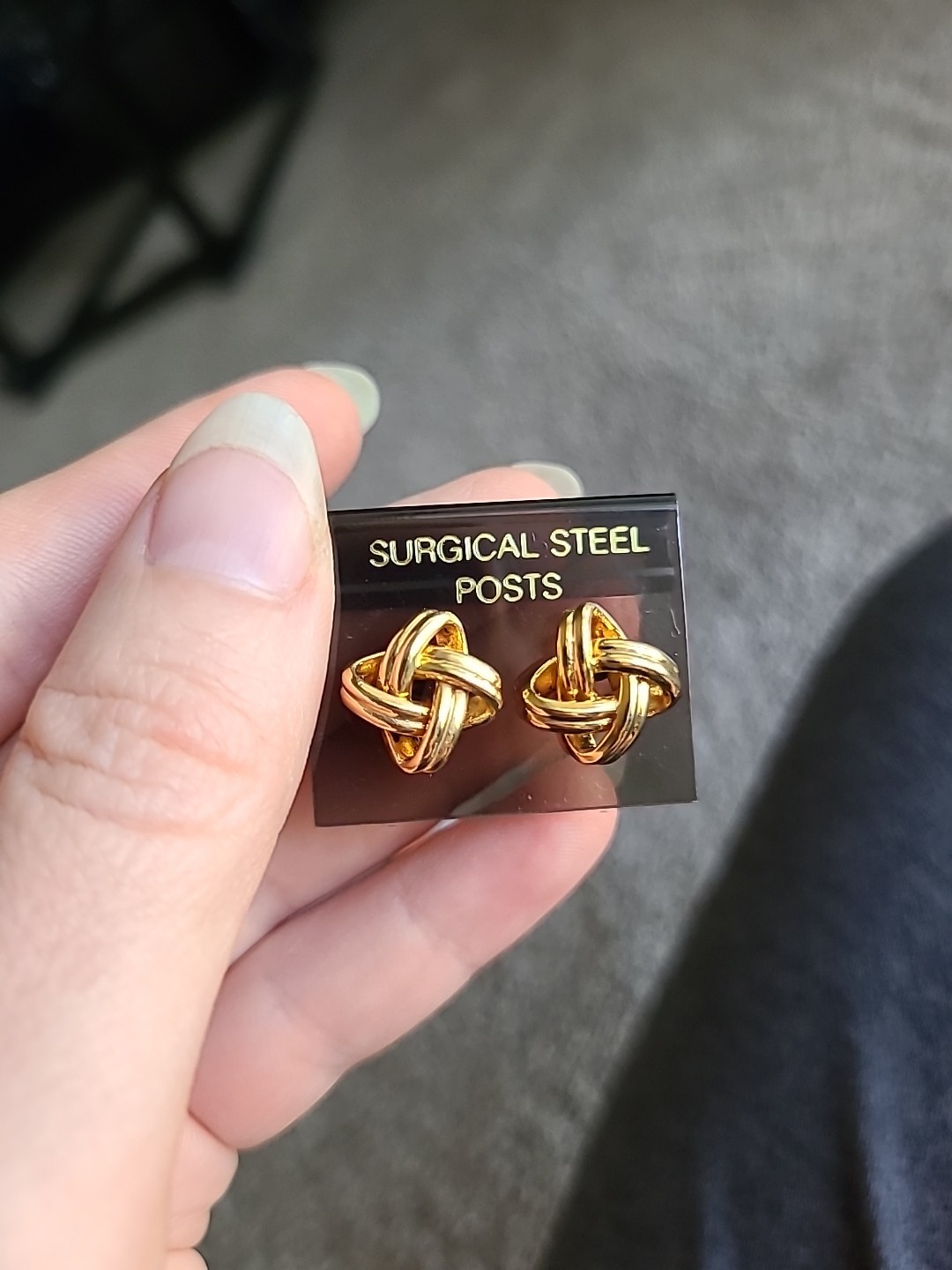 Stainless Steel Metal Knot Twisted Stripe Stud Earrings Rust Proof