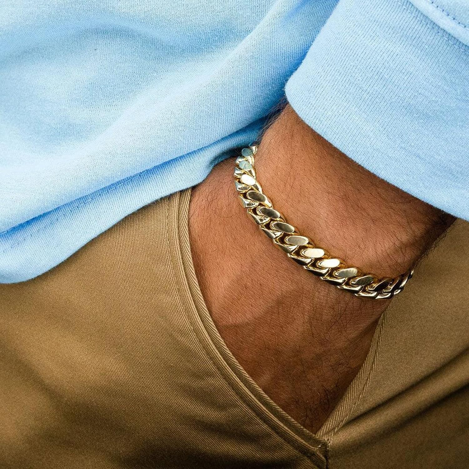 Stainless Steel Cuban Chain Bracelets for Men & Women – 6.5/7/7.5/8/9 Inch Go…