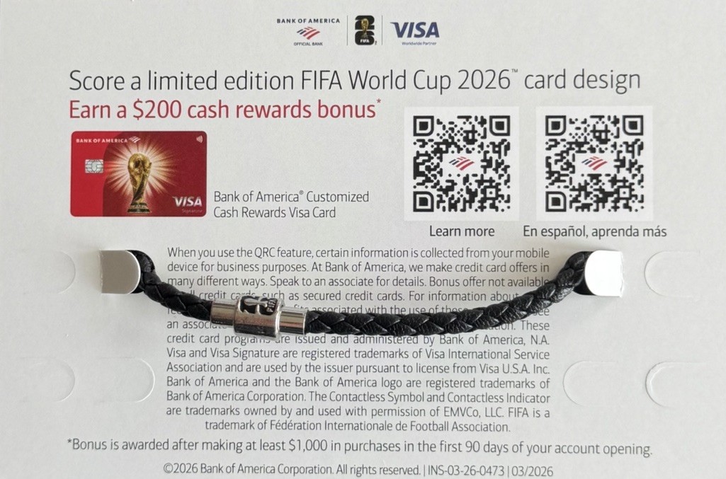 FIFA World Cup 26 Bank Of America RARE USA Braided Charm Bracelet