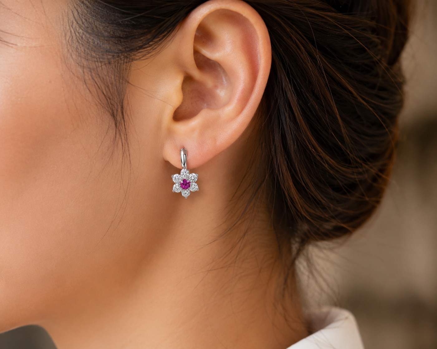 1.50Ct Round Cut Simulated Amethyst Wedding Hoop Earrings 14K White Gold Plated