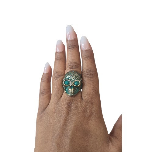 NEW Turquoise Skull Ring Adjustable Stretch Band Style Fashion Ring