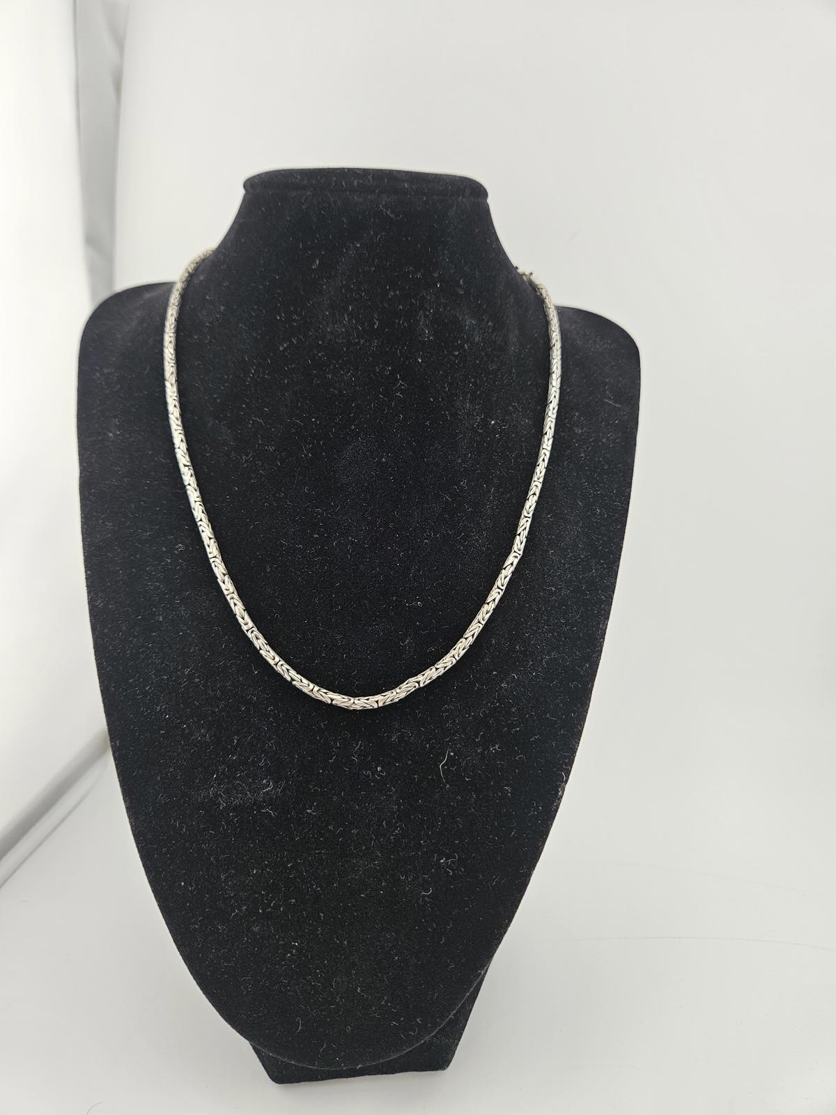 17.5in Sterling Silver Byzantine Bali Necklace Chain
