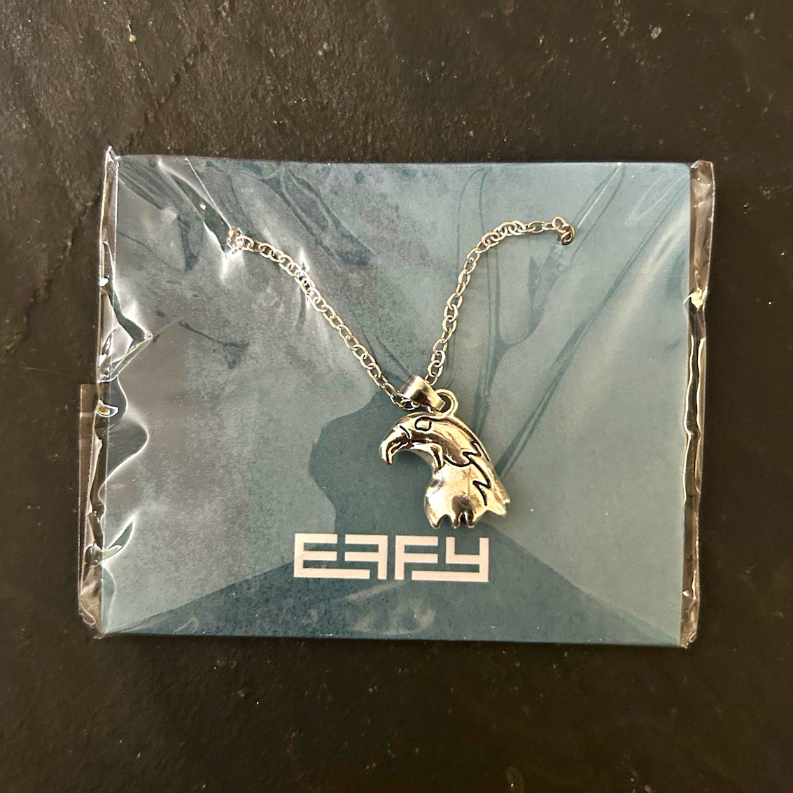 EFFY Silver Tone Eagle Head Animal Charm Pendant Necklace Cable Chain