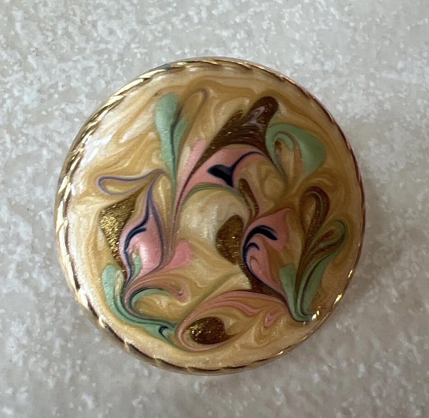 Pastel Swirls & Gold Tone Enamel Earrings Round Post Earrings For Pierced Ears