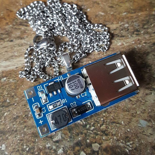 Unique USB CIRCUIT BOARD NECKLACE chrome COOL geek COMPUTER techy PC handmade