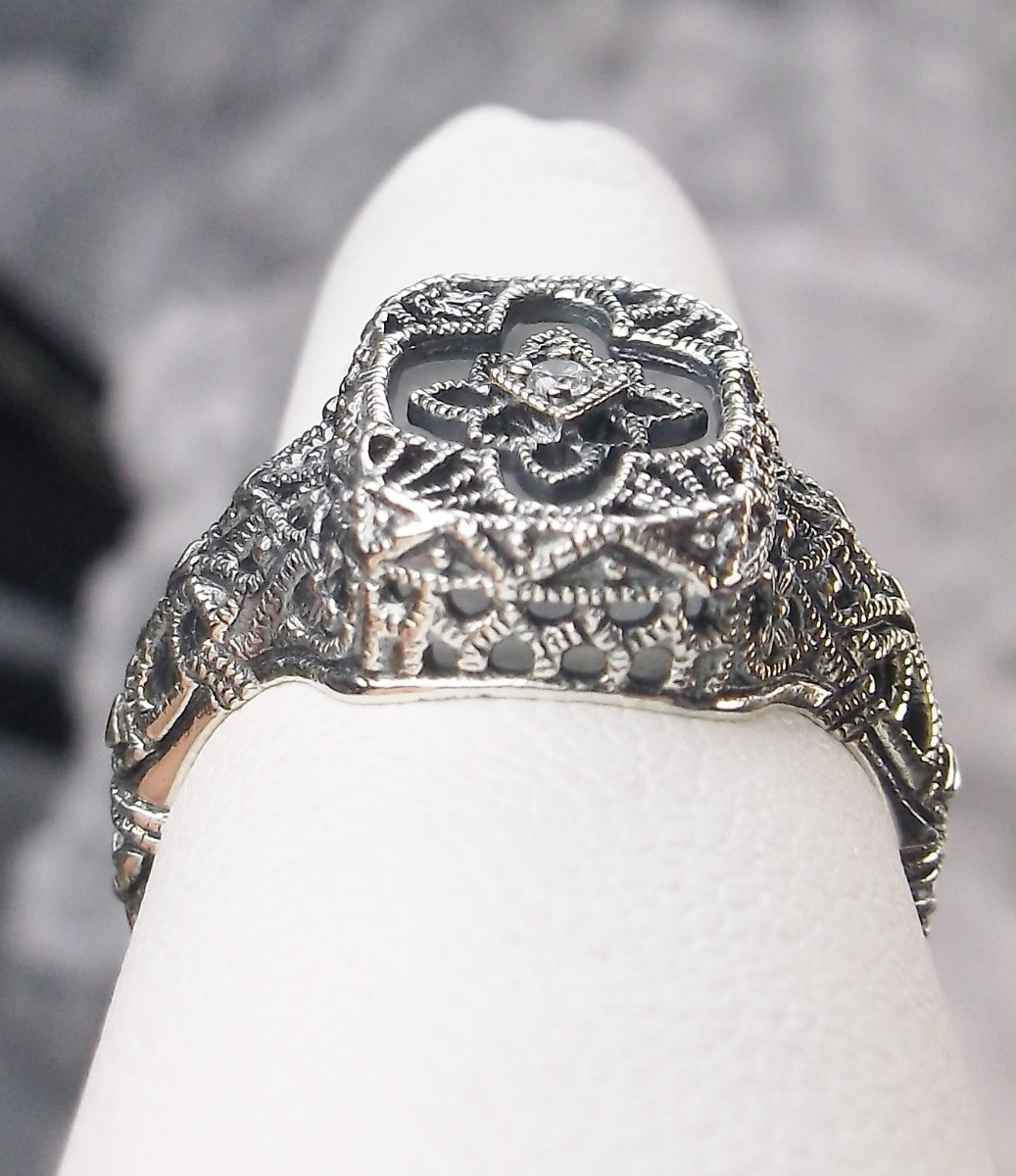Camphor Glass Ring Sterling Silver Art Deco 1930’s Jewelry (Made To Order)#204