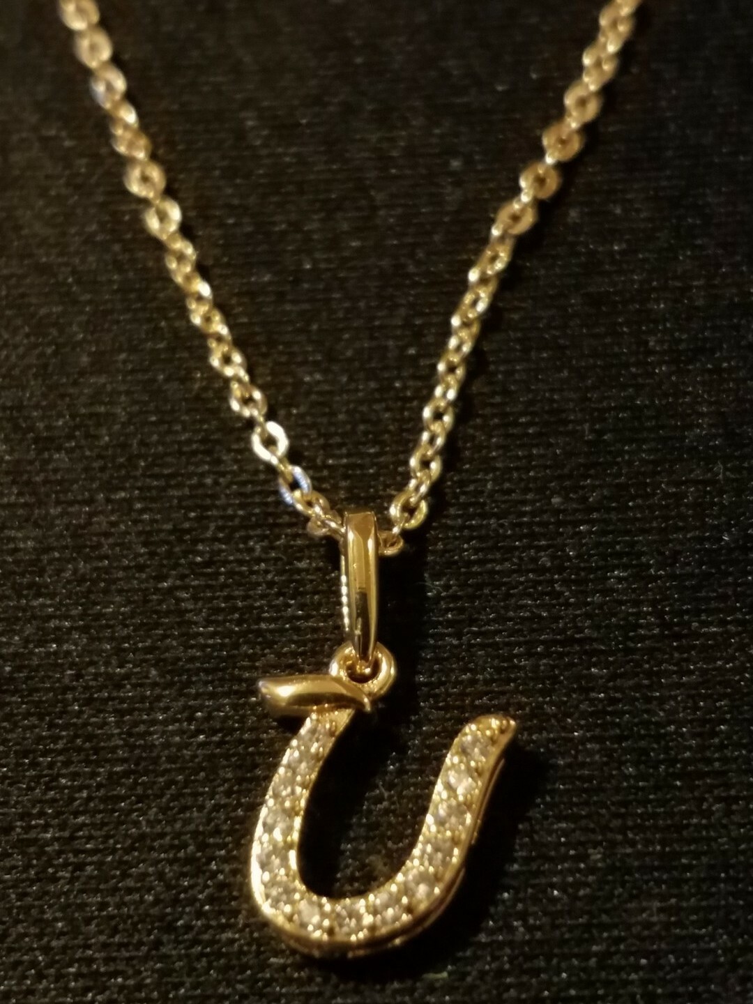 M MOOHAM Sterling Silver Initial Gold Plated Letter Pendant Small Cubic Zirconia