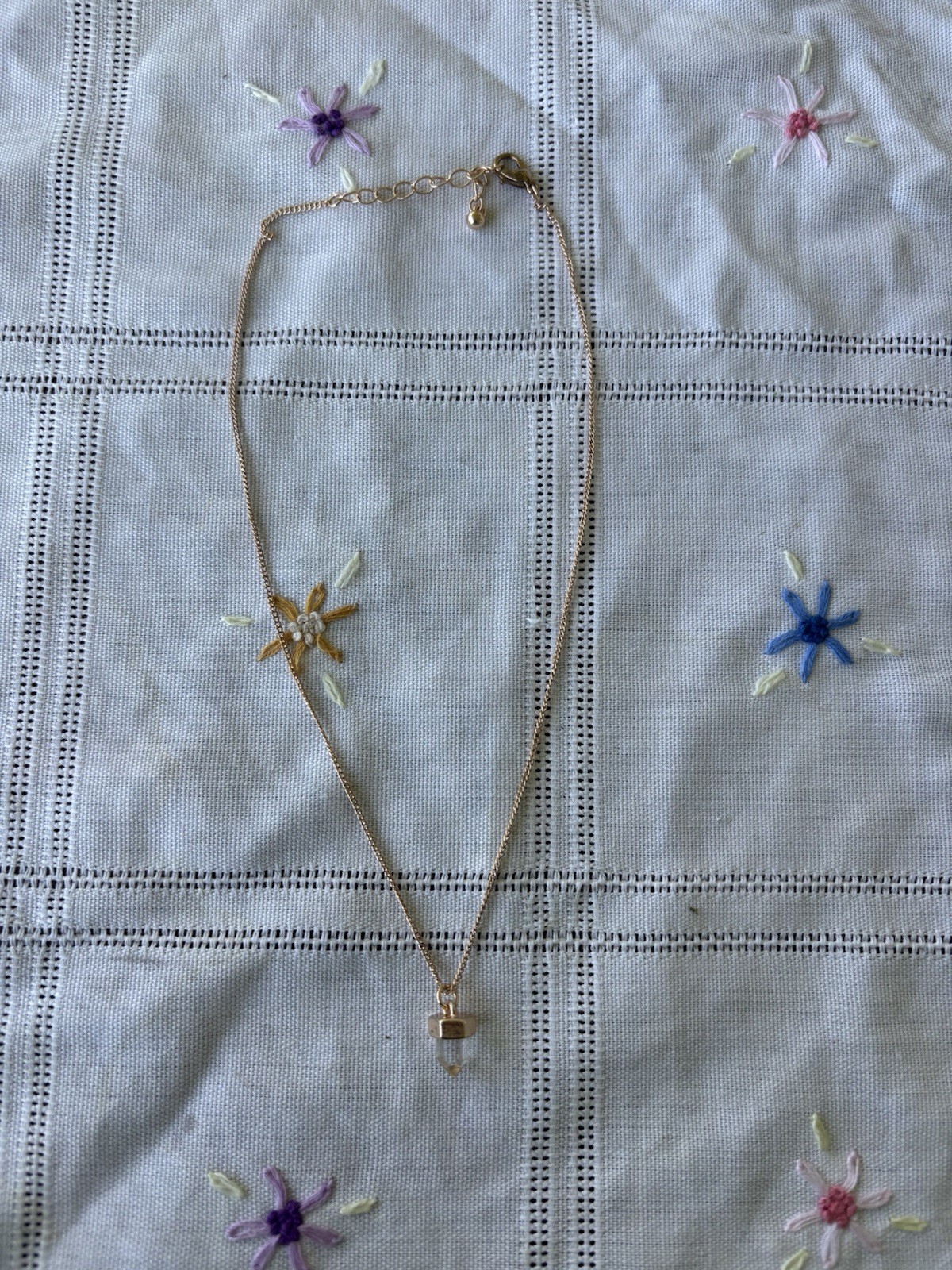 Clear Crystal necklace with Gold Chain