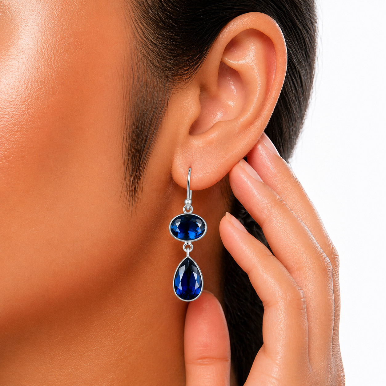 London Blue Topaz Gemstone Dangle Earrings 925 Silver Handmade Dainty Jewelry 2″